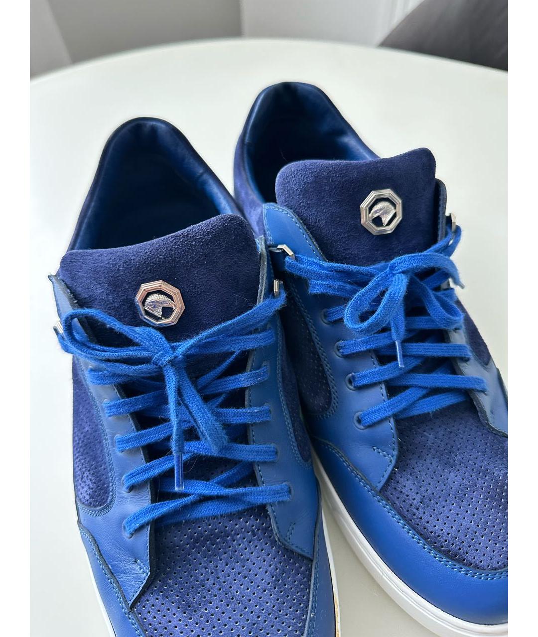 STEFANO RICCI Синие кожаные низкие кроссовки / кеды, фото 5