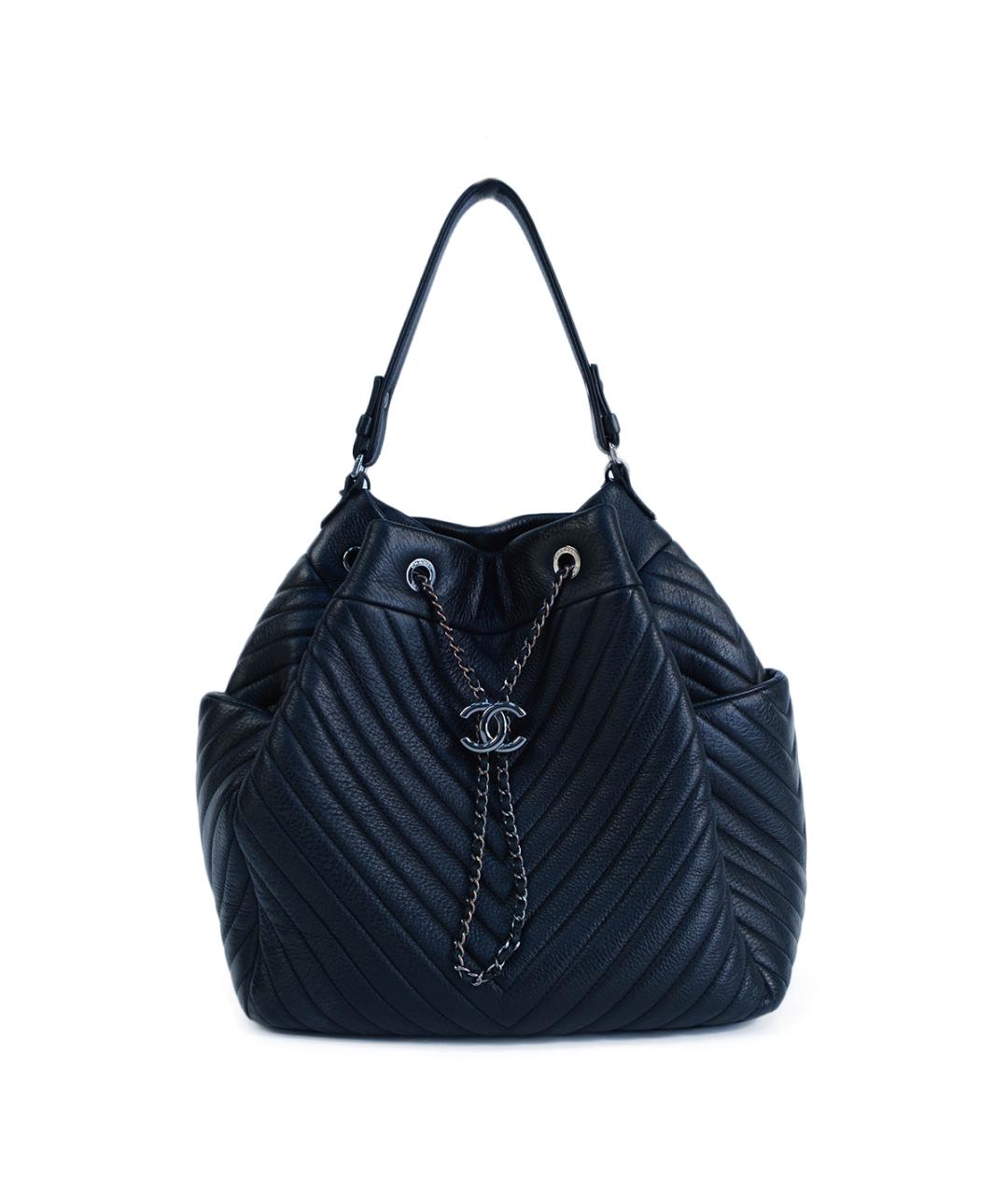 CHANEL Черная кожаная сумка тоут, фото 7
