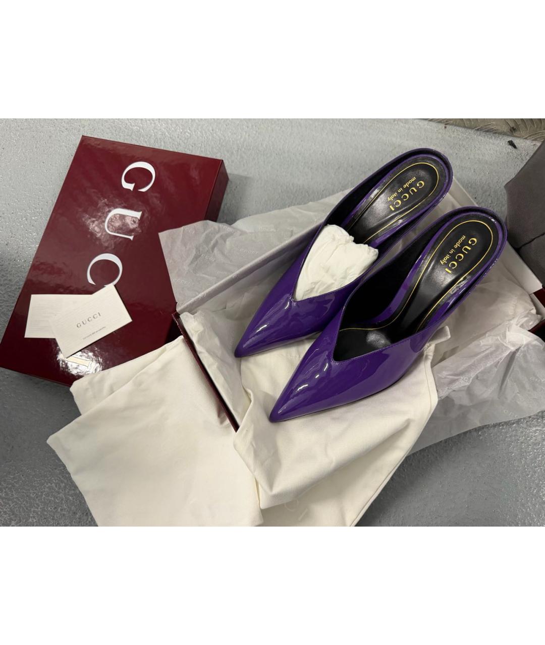 GUCCI Фиолетовые туфли из лакированной кожи, фото 2