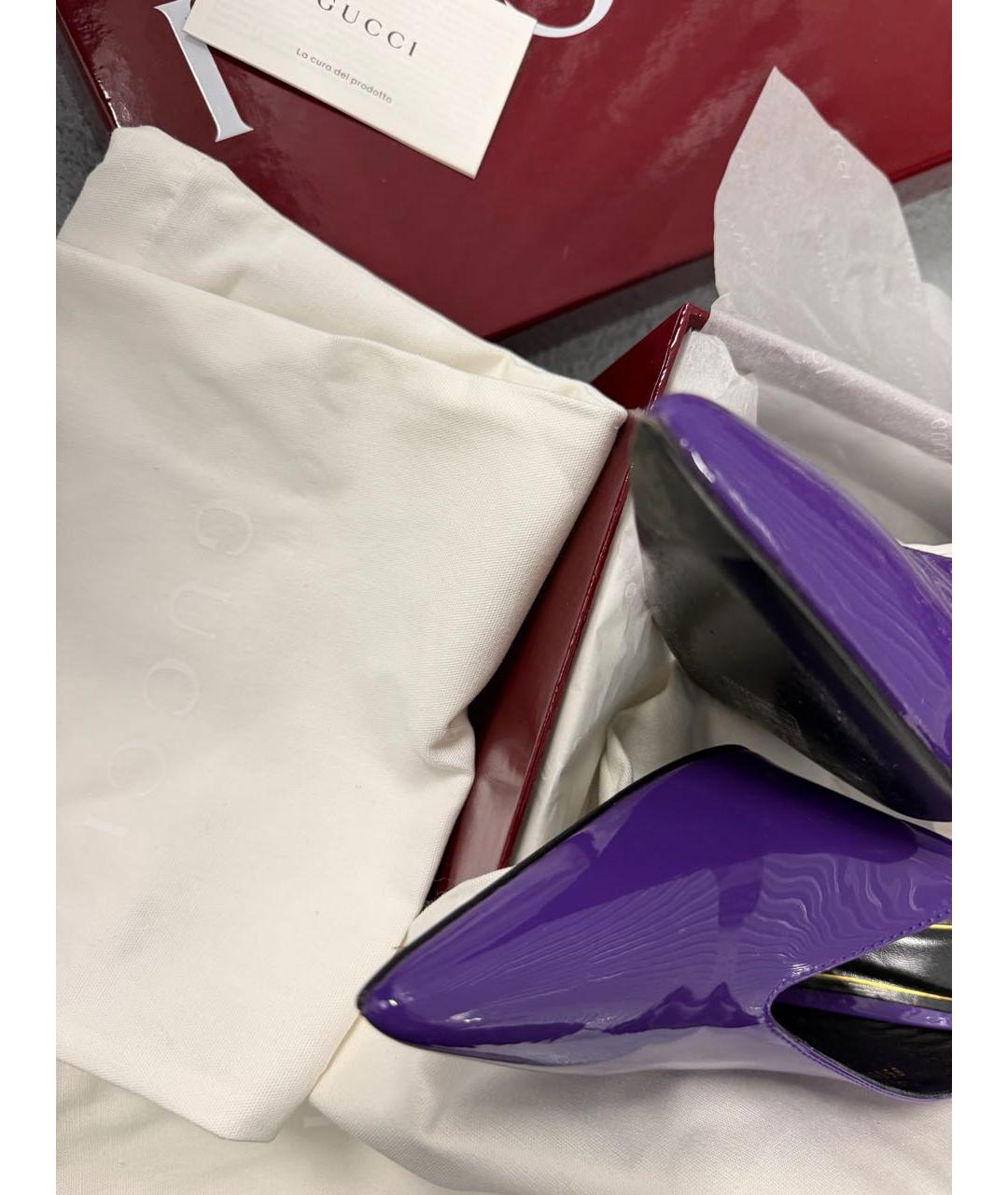GUCCI Фиолетовые туфли из лакированной кожи, фото 7