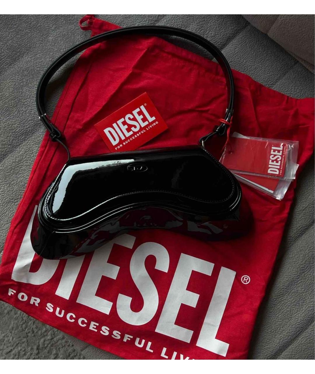 DIESEL Черная сумка через плечо из искусственной кожи, фото 6