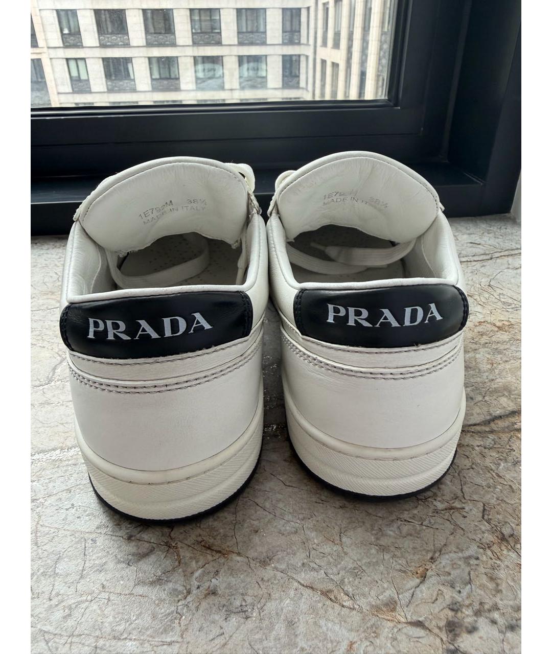 PRADA Белые кожаные кроссовки, фото 4