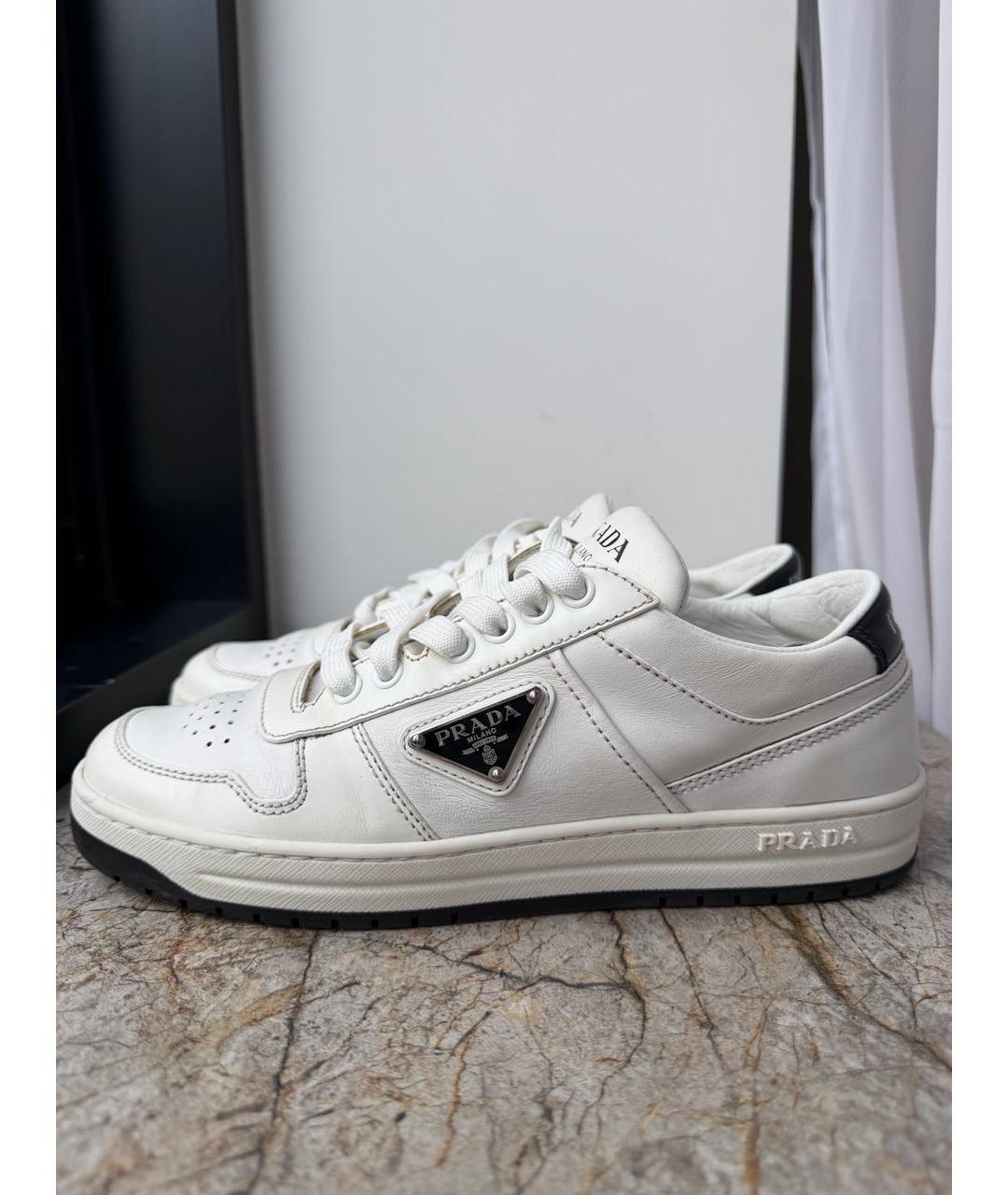 PRADA Белые кожаные кроссовки, фото 9