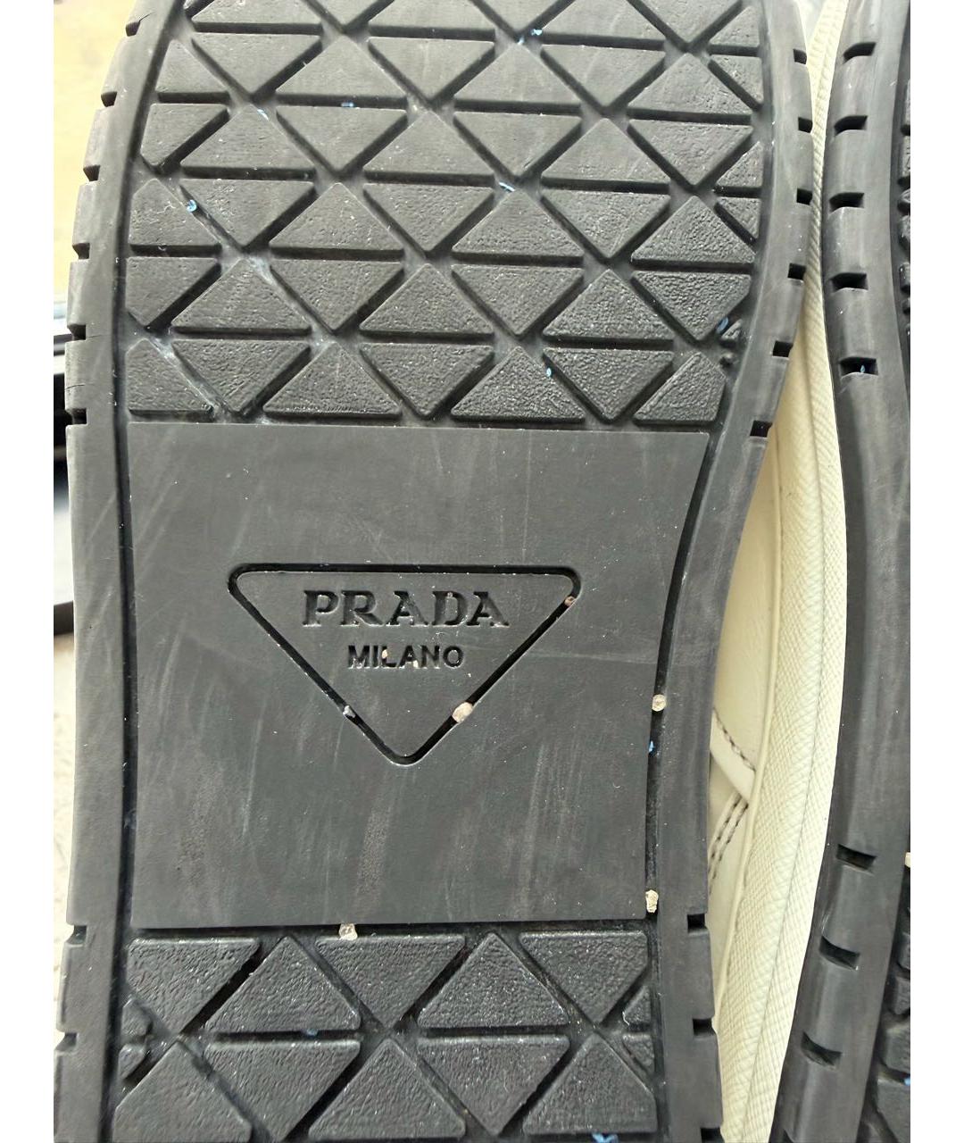 PRADA Белые кожаные кроссовки, фото 6