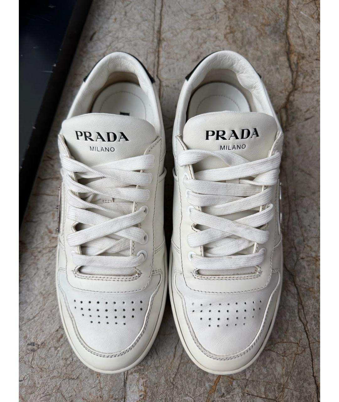 PRADA Белые кожаные кроссовки, фото 3