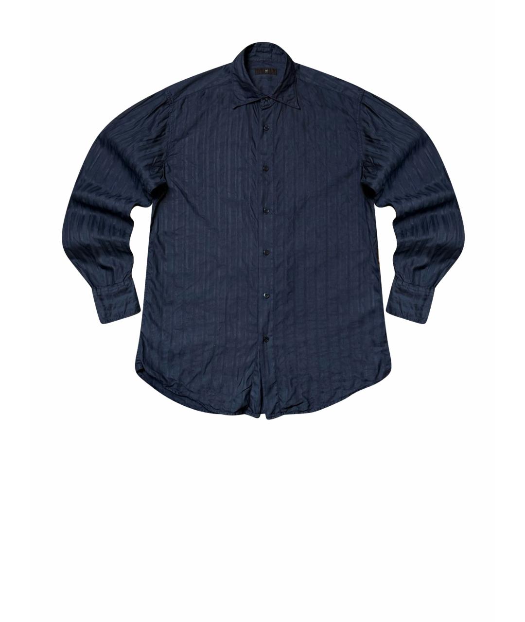 ZEGNA Темно-синяя льняная классическая рубашка, фото 1