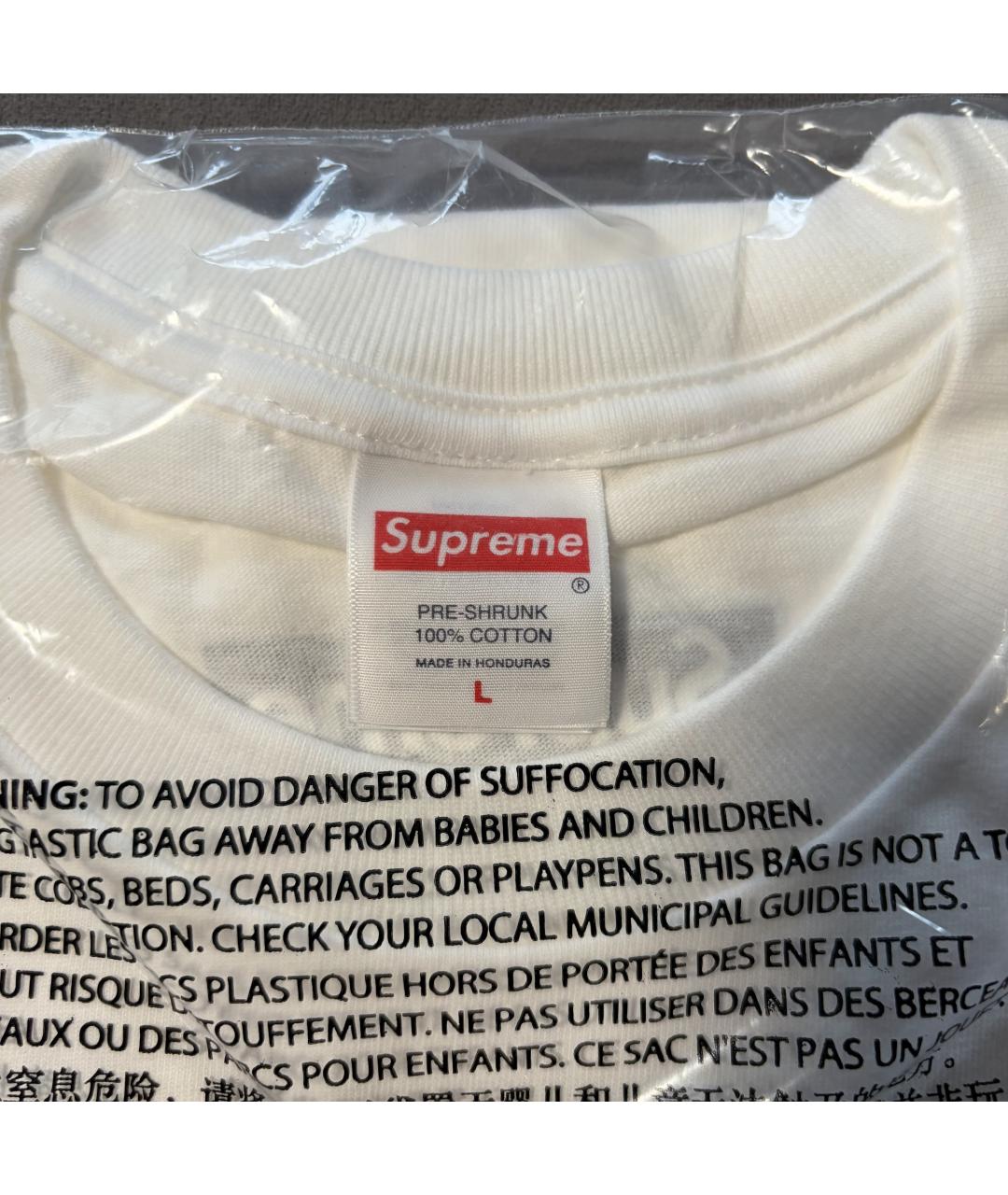 SUPREME Белая хлопковая футболка, фото 6