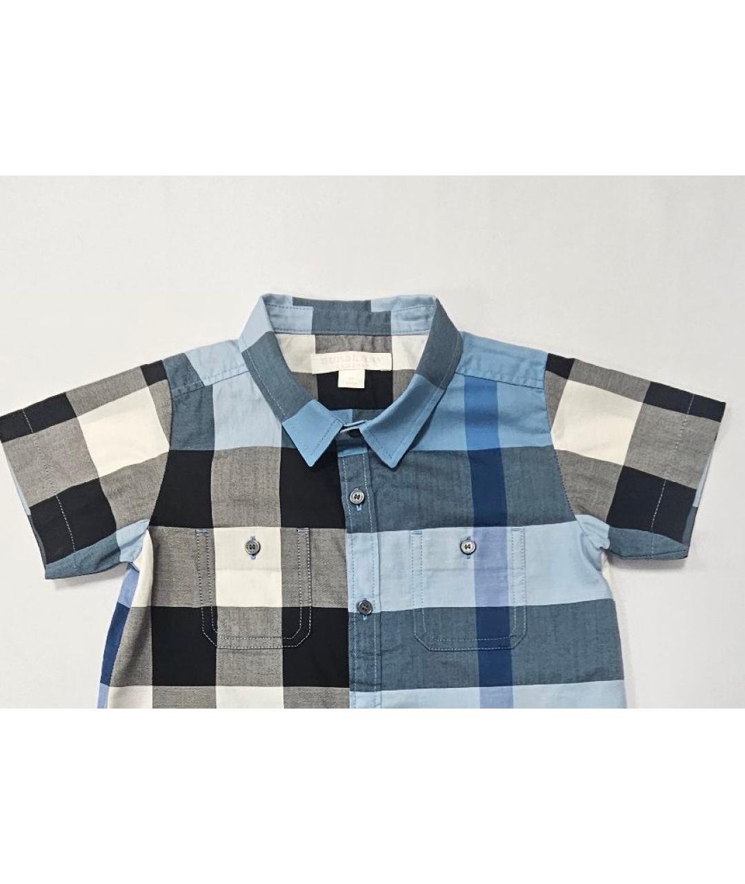 BURBERRY Голубая хлопковая детская рубашка, фото 3