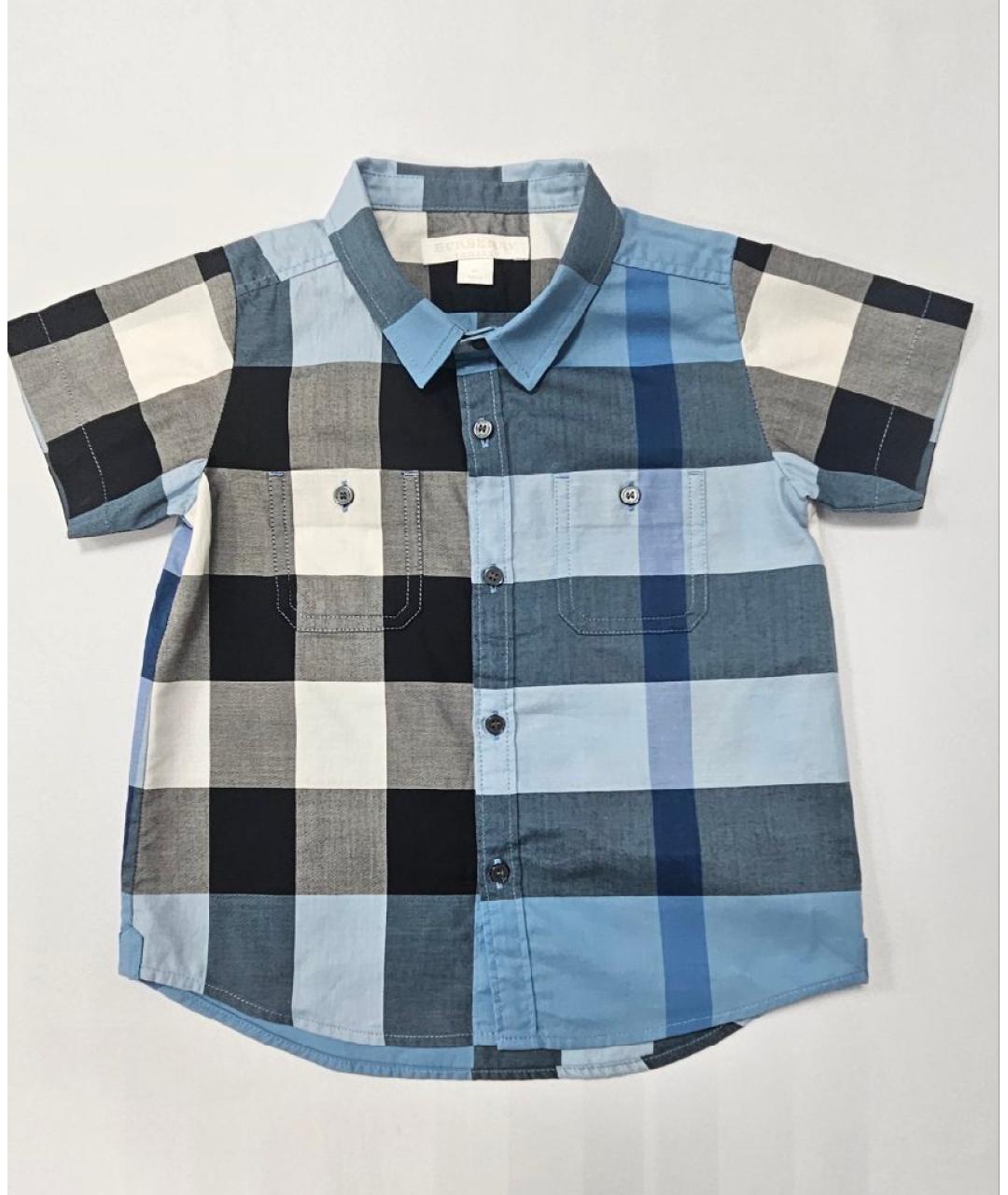 BURBERRY Голубая хлопковая детская рубашка, фото 5