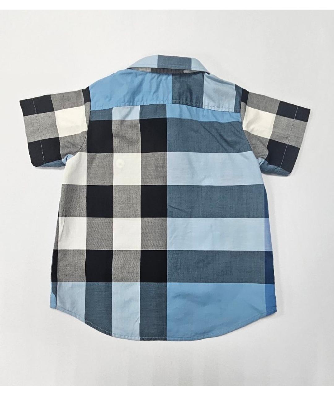 BURBERRY Голубая хлопковая детская рубашка, фото 2