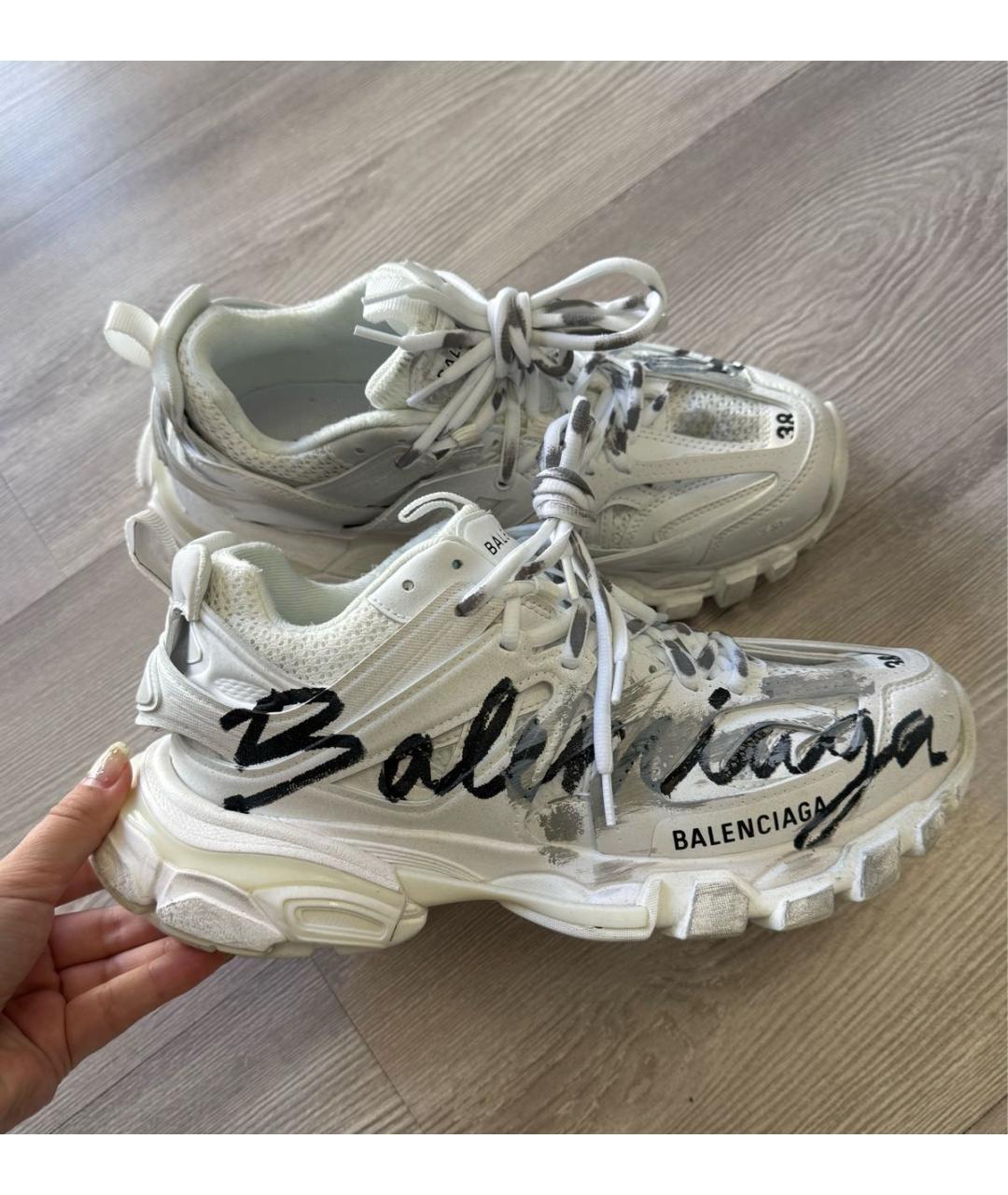BALENCIAGA Белые текстильные кроссовки, фото 5