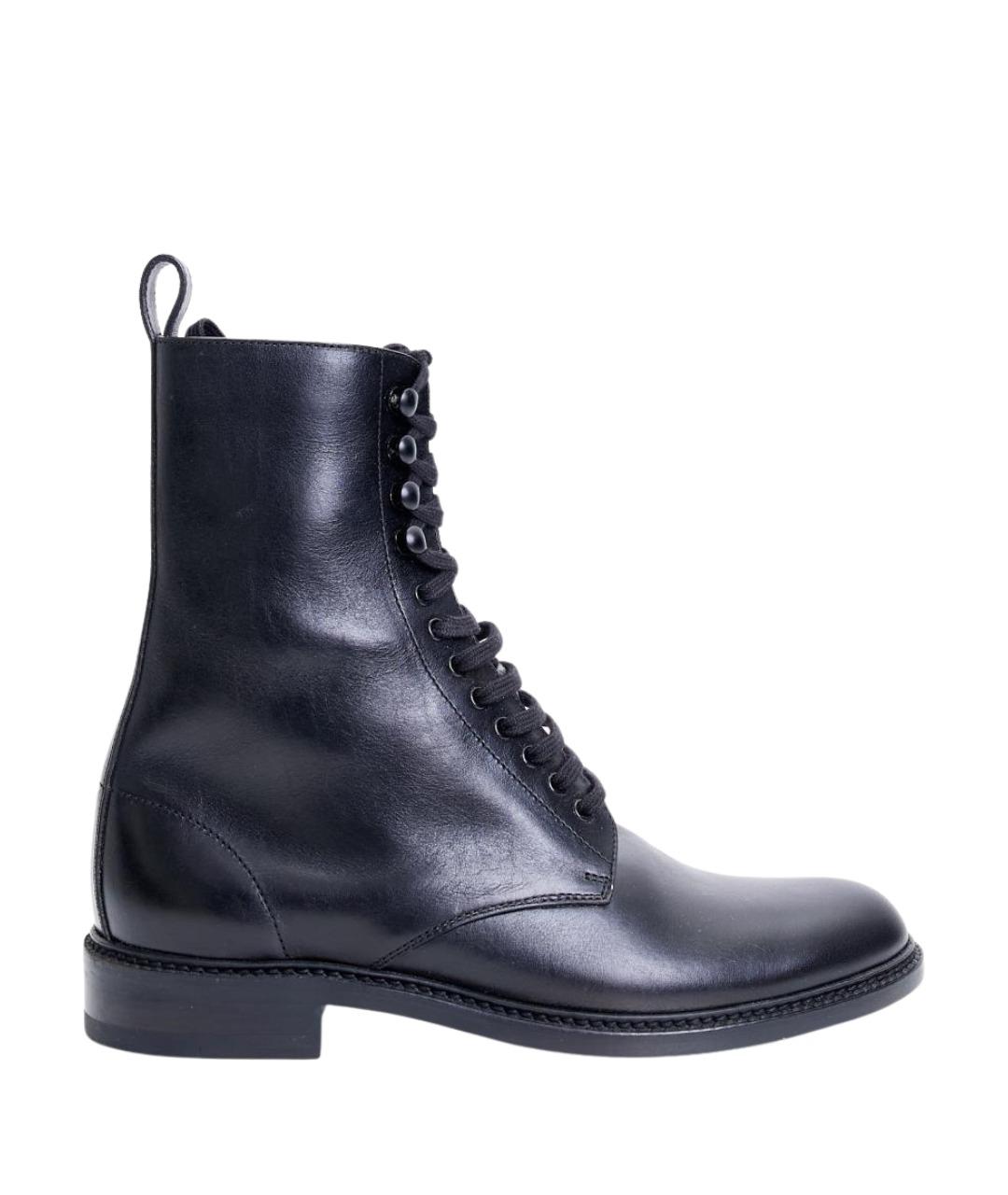 SAINT LAURENT Черные кожаные ботинки, фото 1