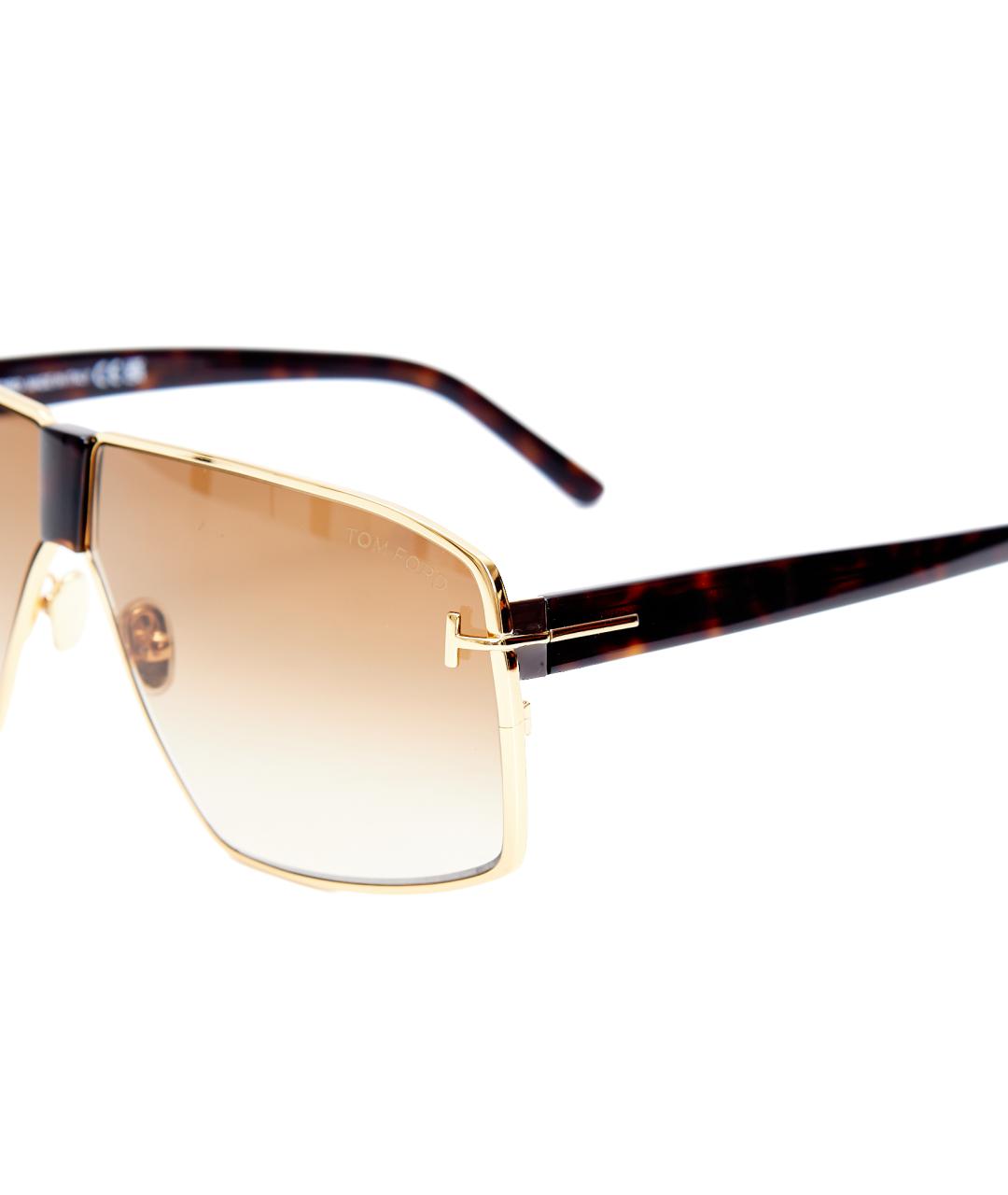 TOM FORD Золотые металлические солнцезащитные очки, фото 4