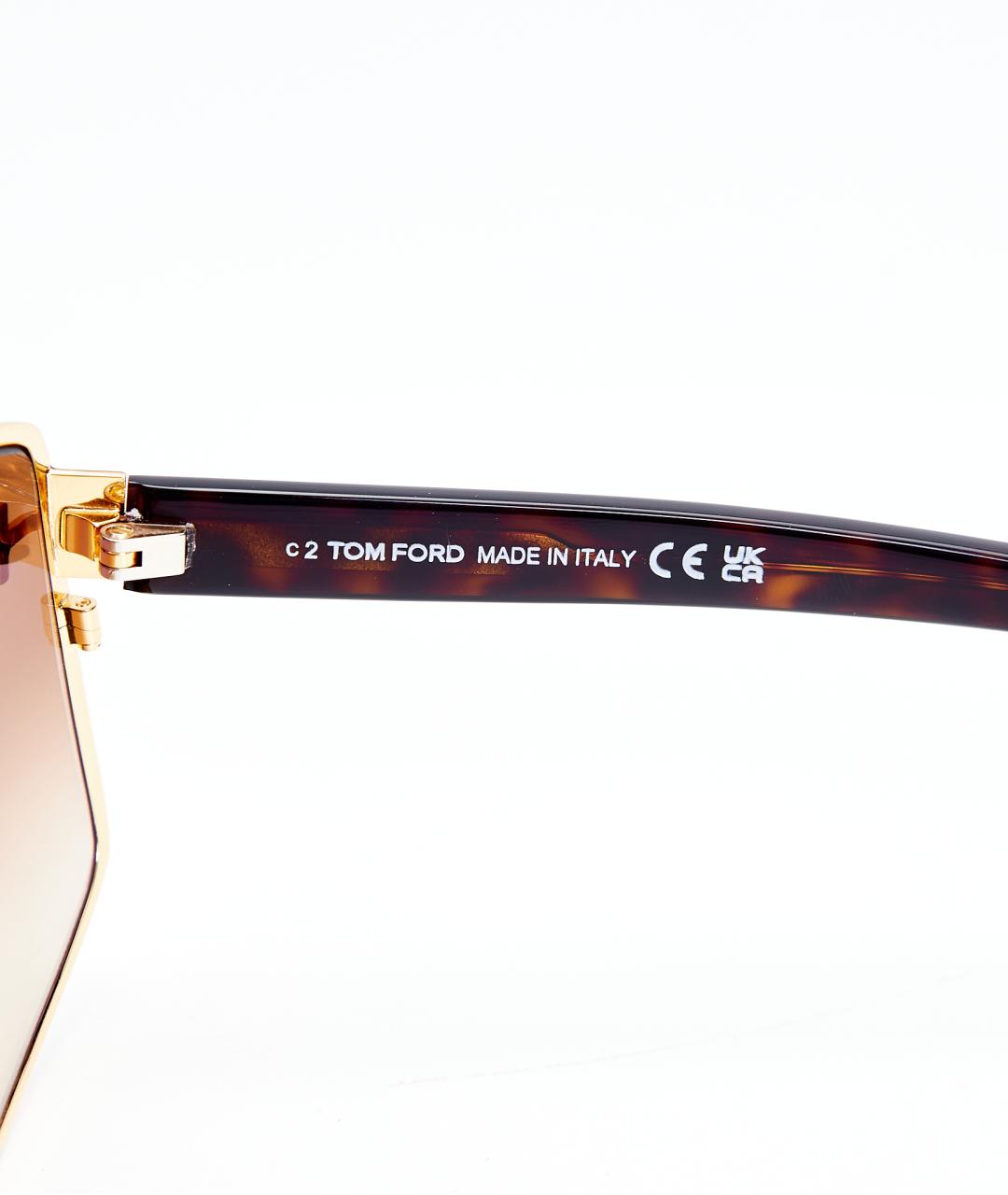 TOM FORD Золотые металлические солнцезащитные очки, фото 5