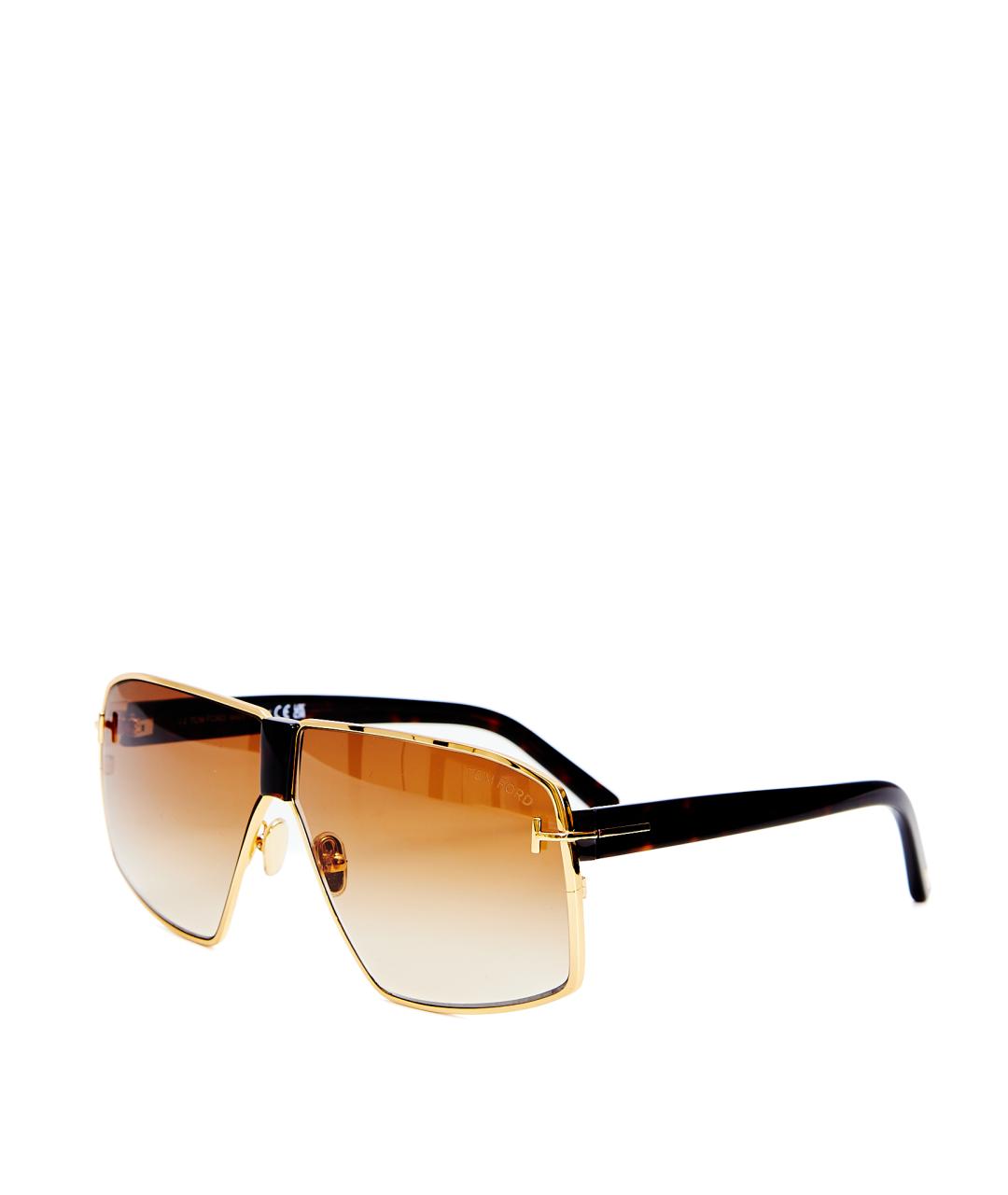 TOM FORD Золотые металлические солнцезащитные очки, фото 2