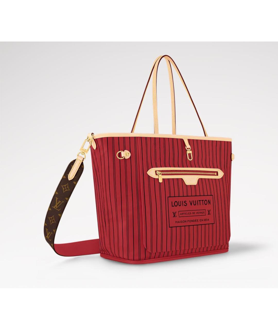 LOUIS VUITTON Красная тканевая сумка тоут, фото 2