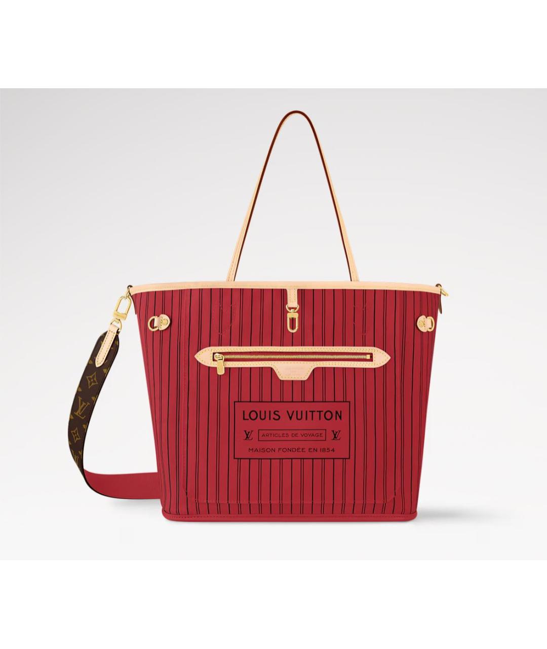 LOUIS VUITTON Красная тканевая сумка тоут, фото 7