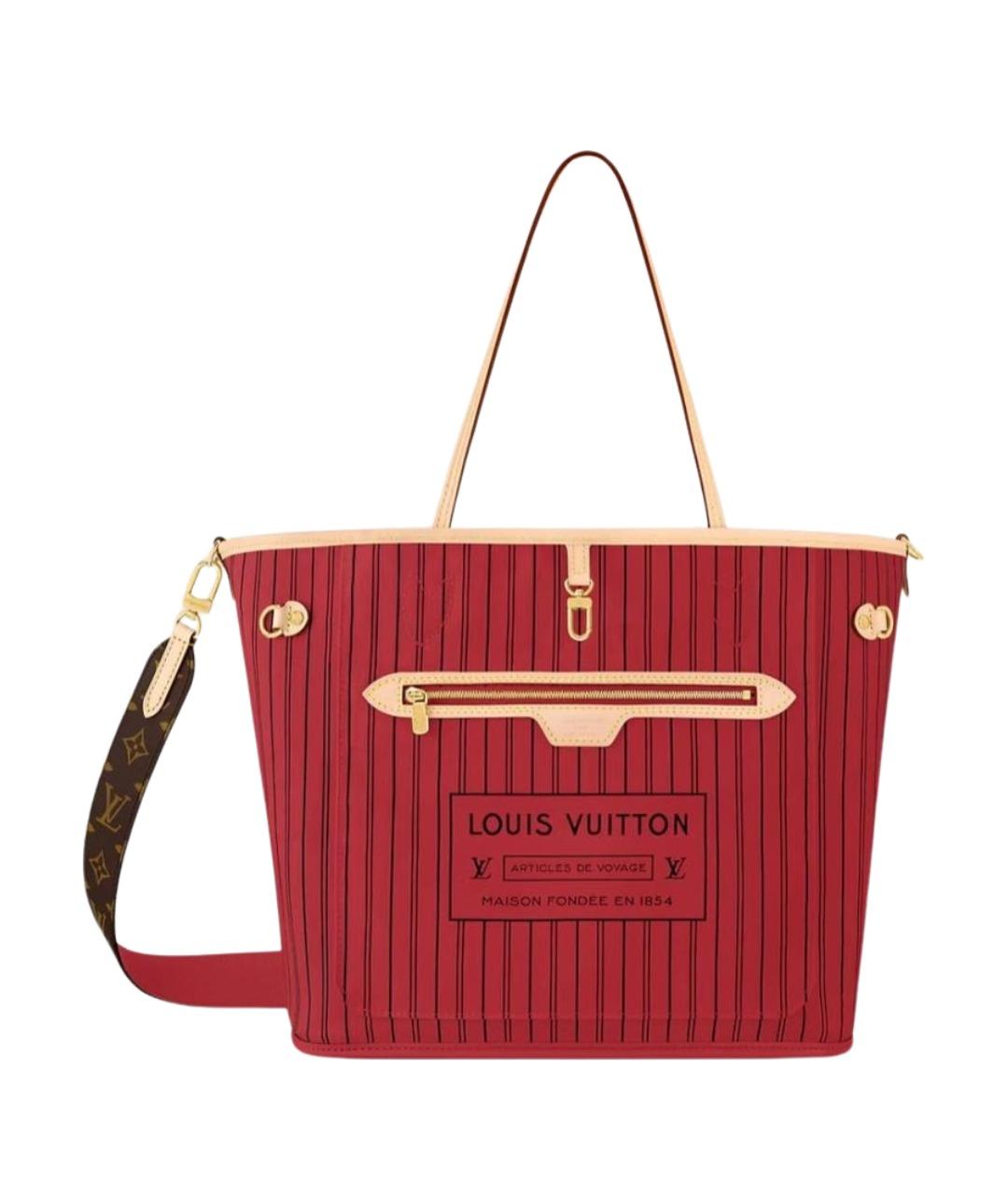 LOUIS VUITTON Красная тканевая сумка тоут, фото 1