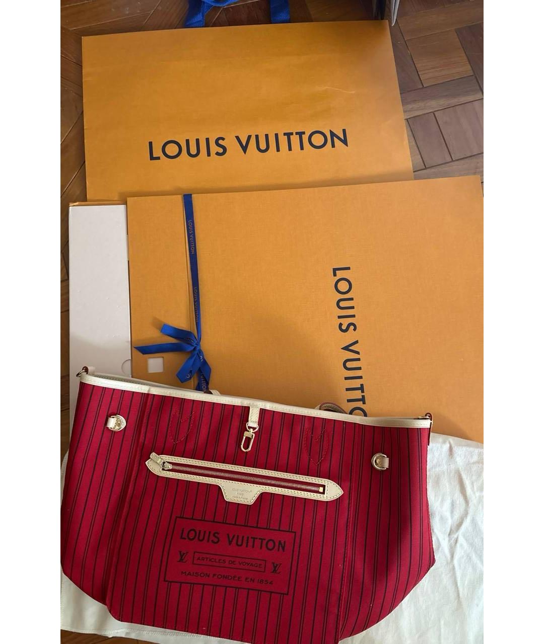 LOUIS VUITTON Красная тканевая сумка тоут, фото 5