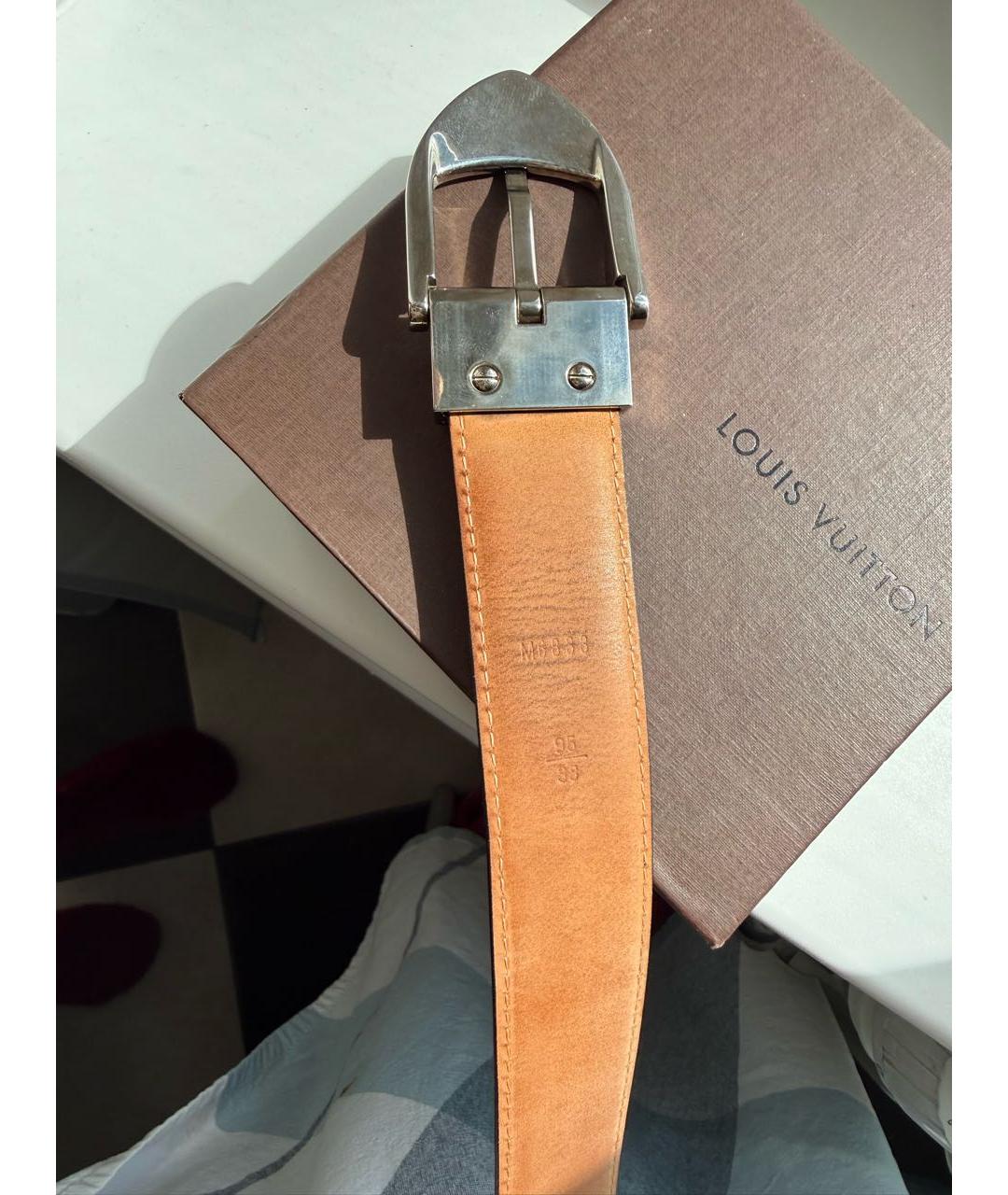 LOUIS VUITTON Черный кожаный ремень, фото 2