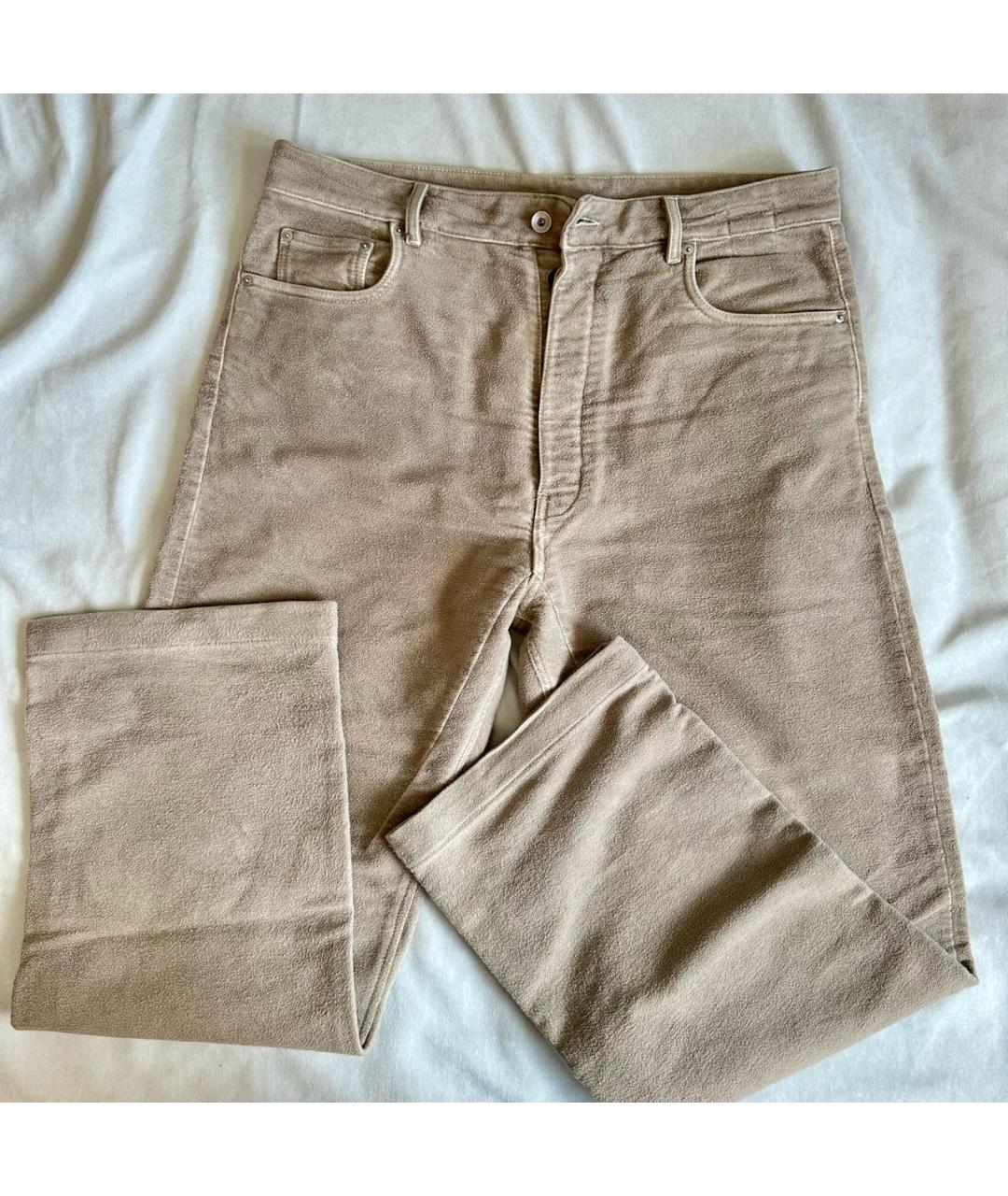 RICK OWENS DRKSHDW Бежевые хлопковые прямые джинсы, фото 4