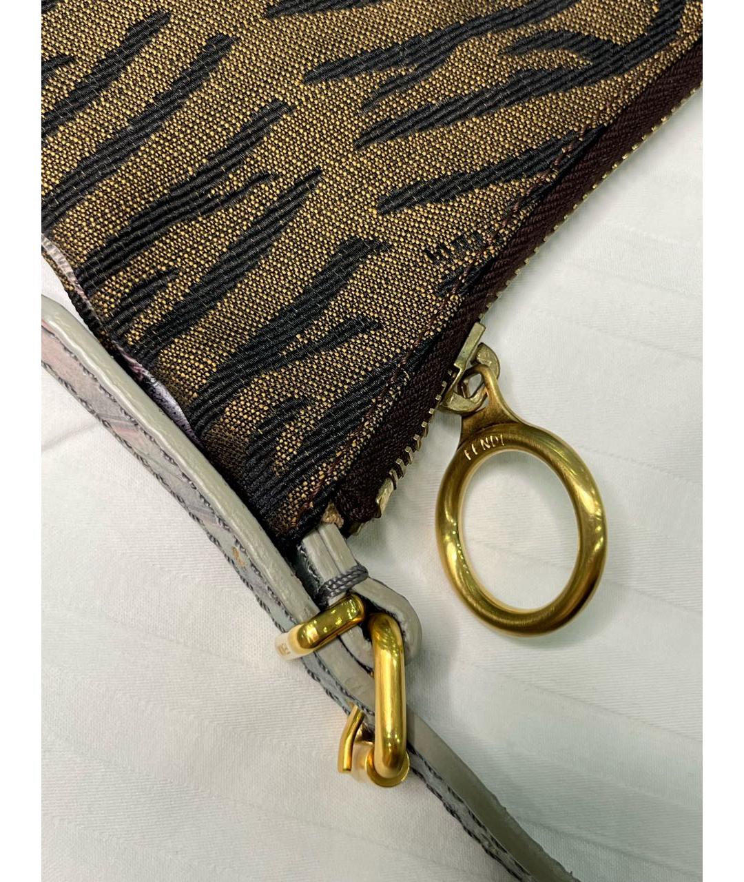 FENDI Коричневая тканевая сумка через плечо, фото 4