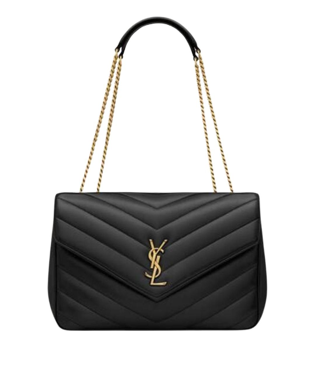SAINT LAURENT Черная кожаная сумка с короткими ручками, фото 1