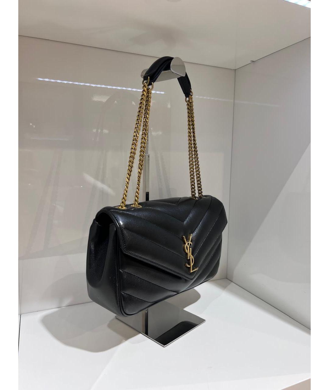 SAINT LAURENT Черная кожаная сумка с короткими ручками, фото 3