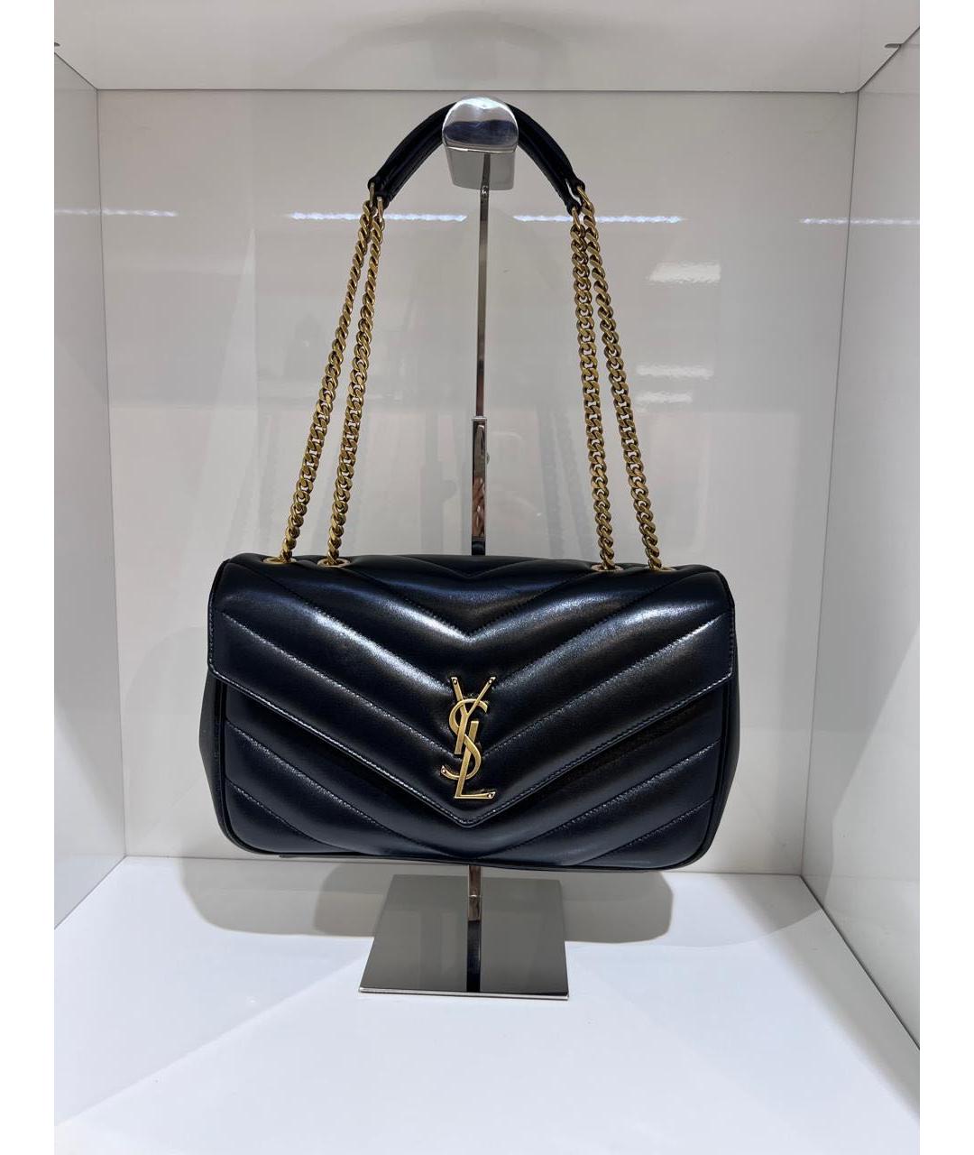 SAINT LAURENT Черная кожаная сумка с короткими ручками, фото 2