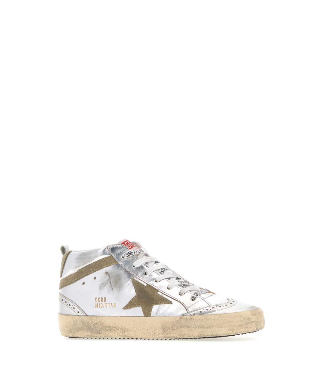 GOLDEN GOOSE Серебряные кожаные кеды, фото 2