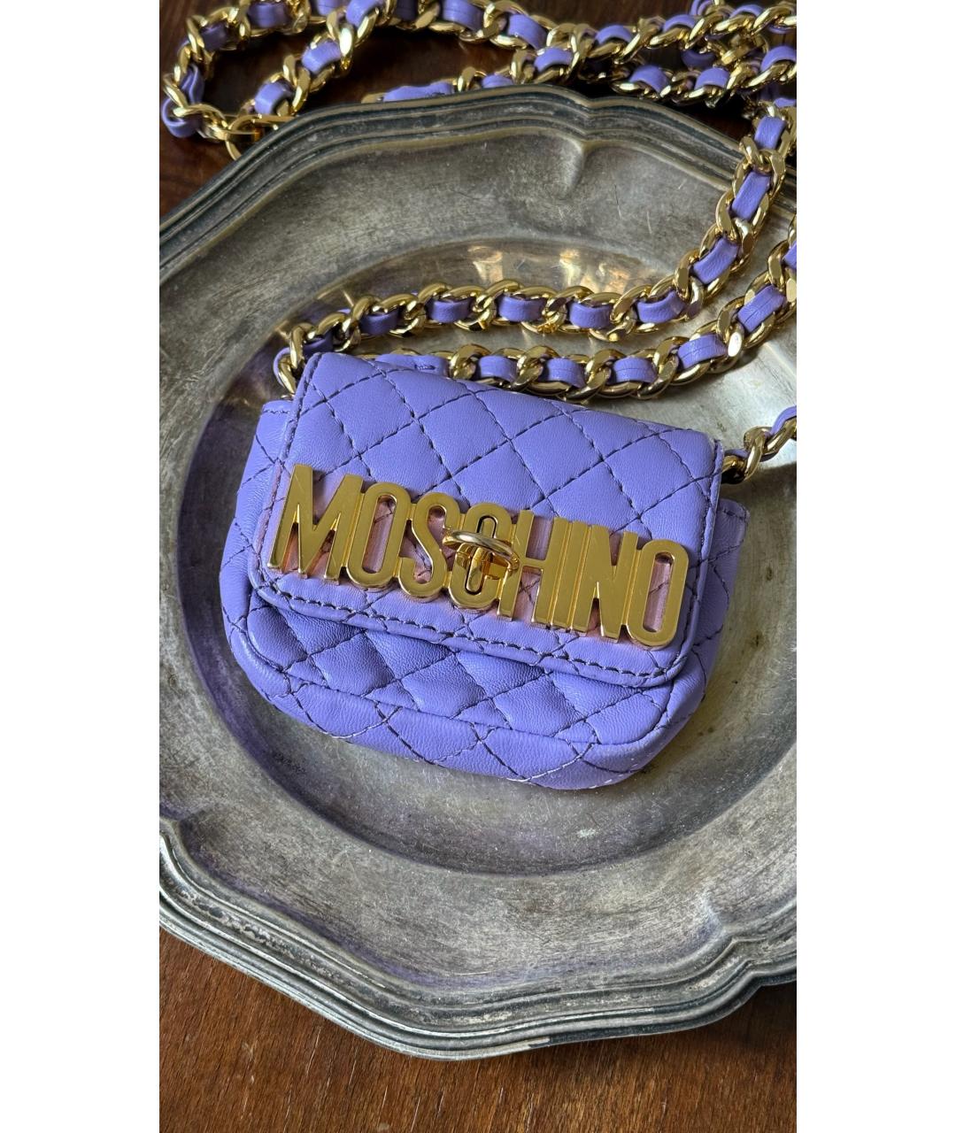 MOSCHINO Фиолетовая кожаная поясная сумка, фото 2