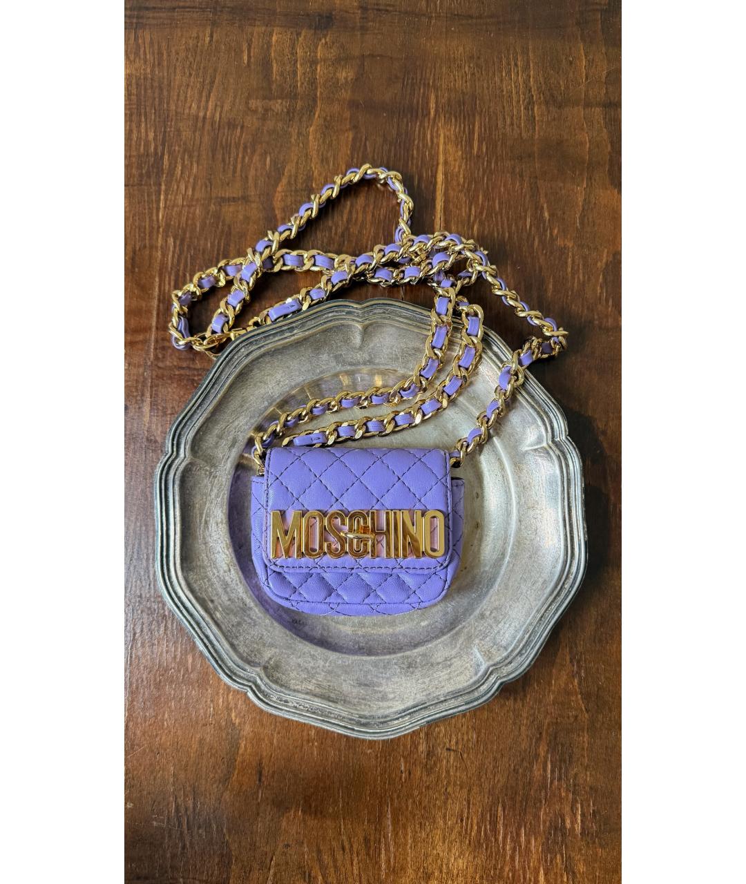MOSCHINO Фиолетовая кожаная поясная сумка, фото 6