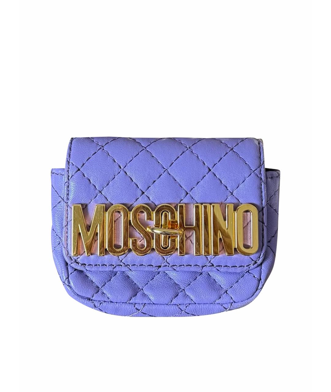 MOSCHINO Фиолетовая кожаная поясная сумка, фото 1