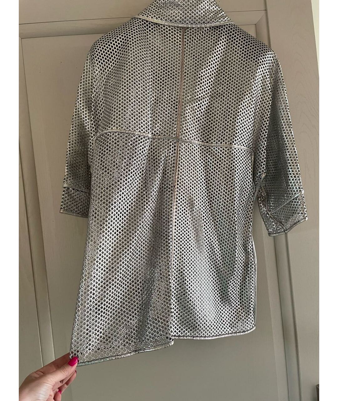 FENDI Серебрянный кожаный жакет/пиджак, фото 2