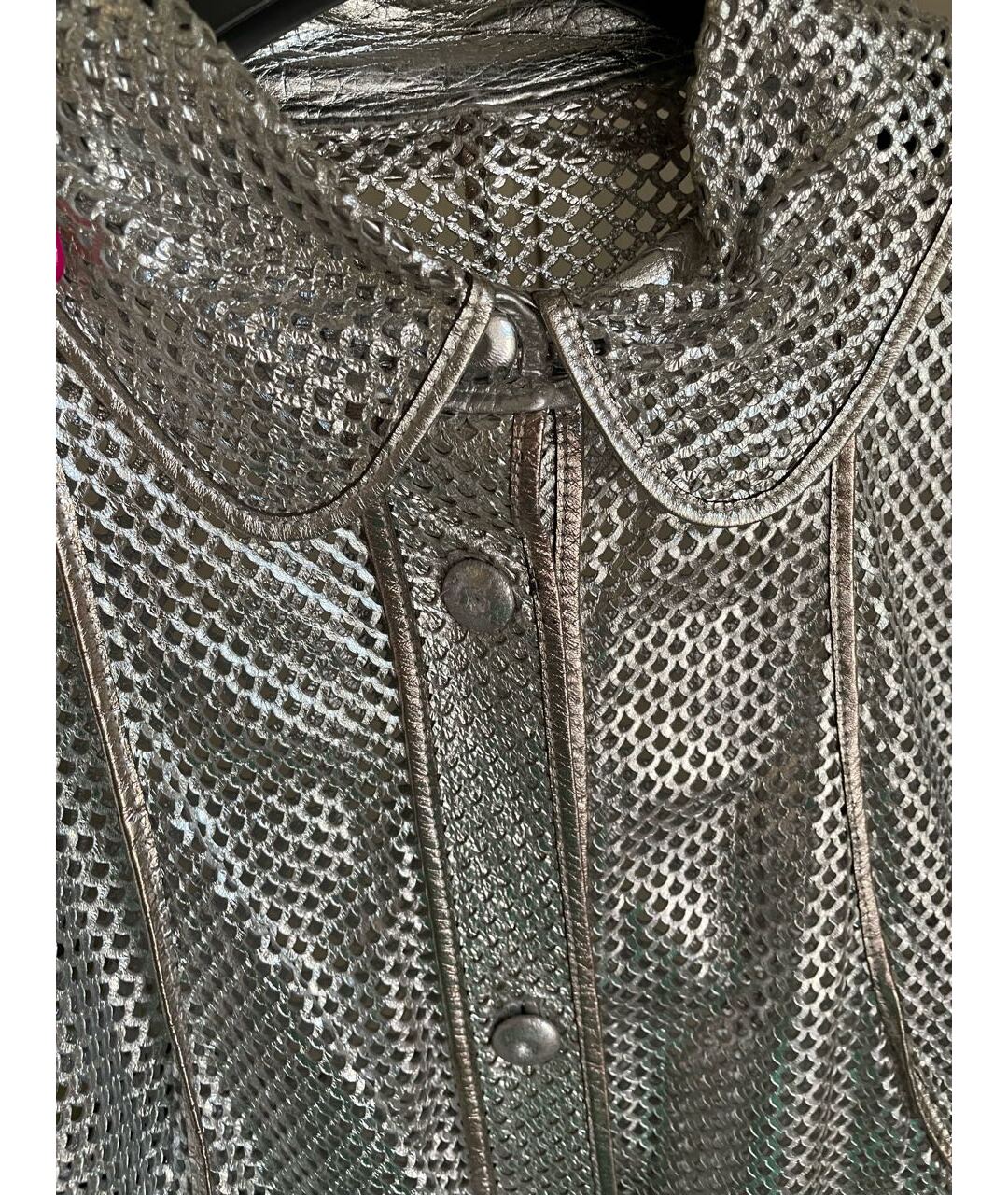 FENDI Серебрянный кожаный жакет/пиджак, фото 4