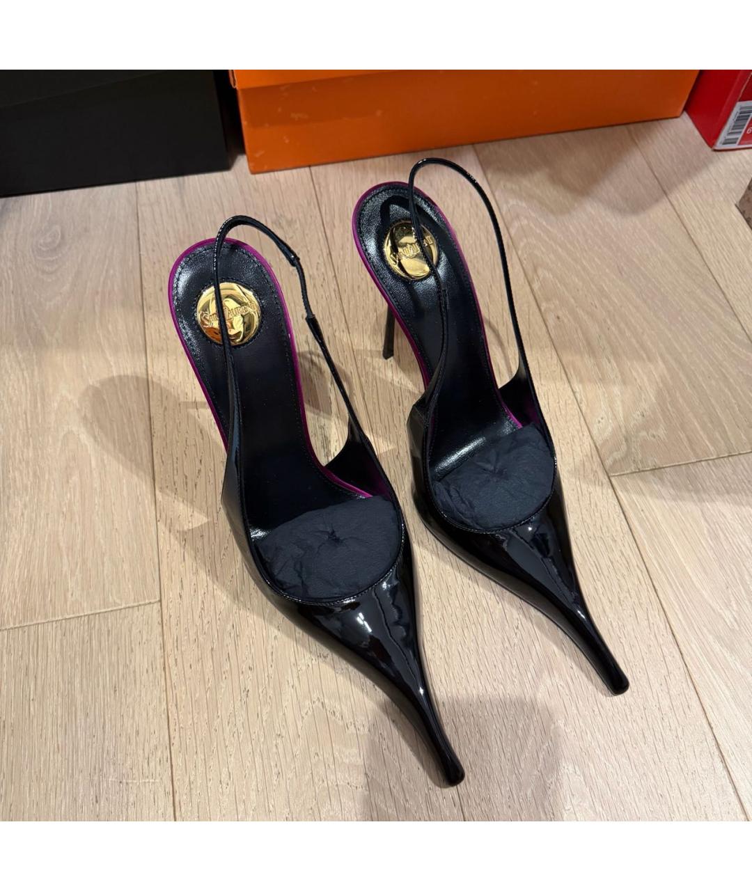SAINT LAURENT Черные кожаные туфли, фото 4