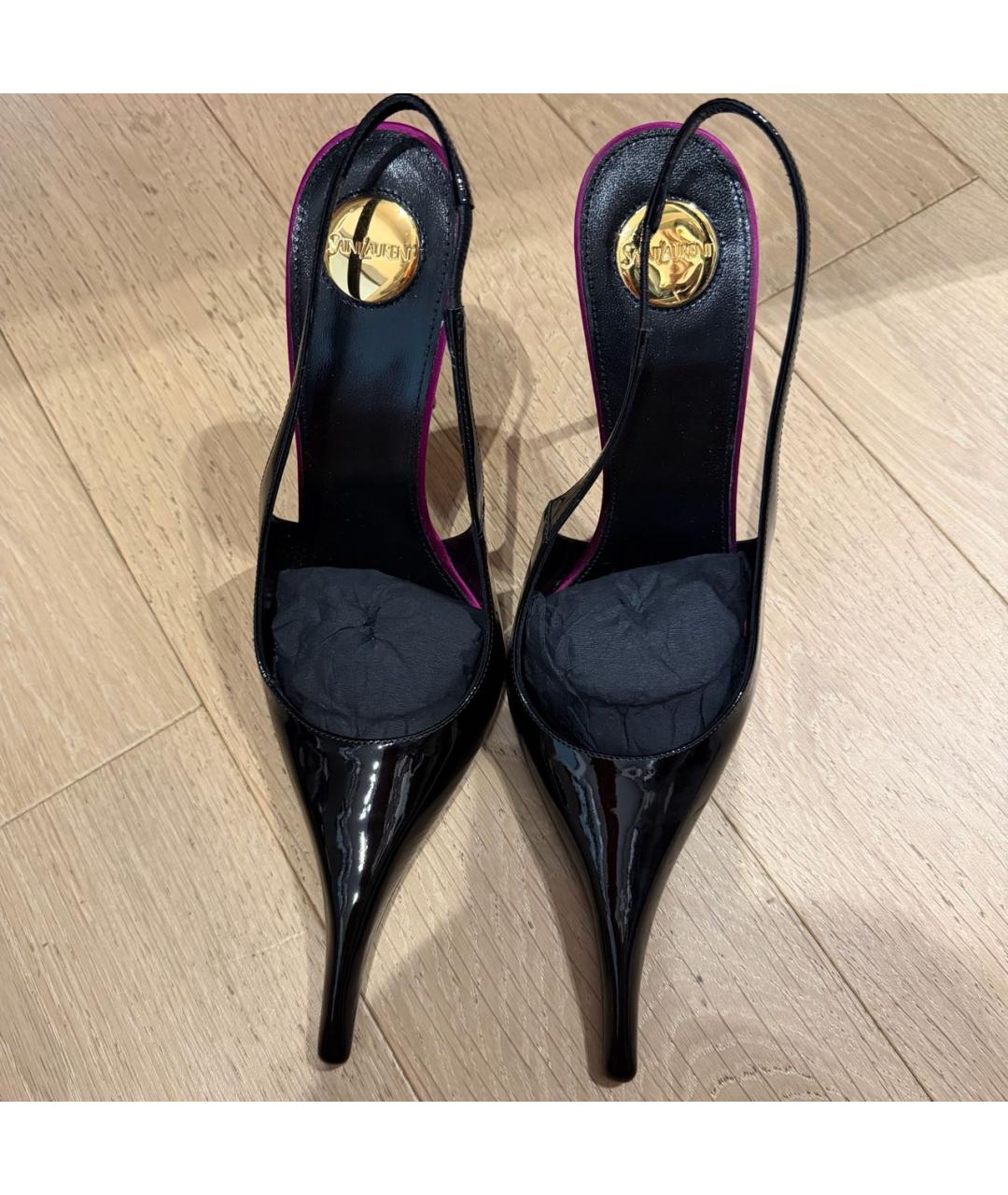 SAINT LAURENT Черные кожаные туфли, фото 2