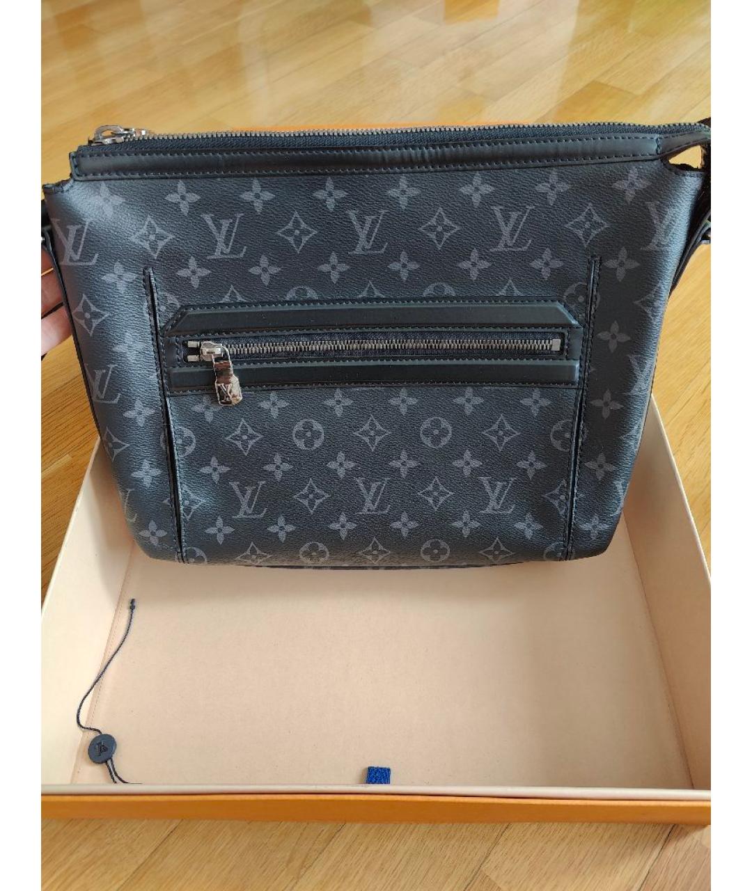 LOUIS VUITTON Антрацитовая кожаная сумка на плечо, фото 10