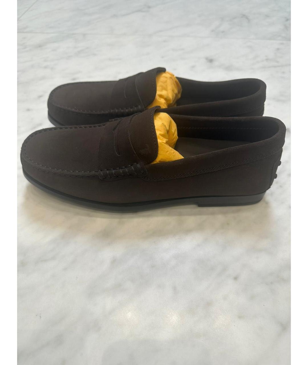 TOD'S Коричневые замшевые лоферы, фото 5