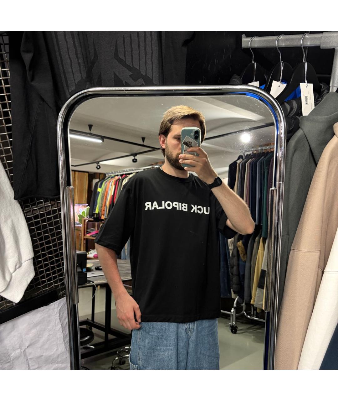 YEEZY Черная хлопковая футболка, фото 2