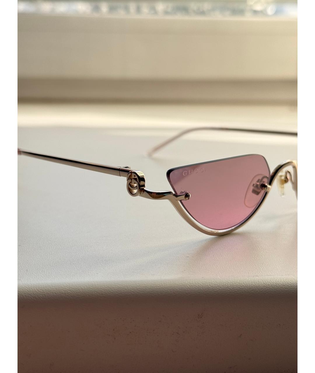 GUCCI Золотые металлические солнцезащитные очки, фото 3