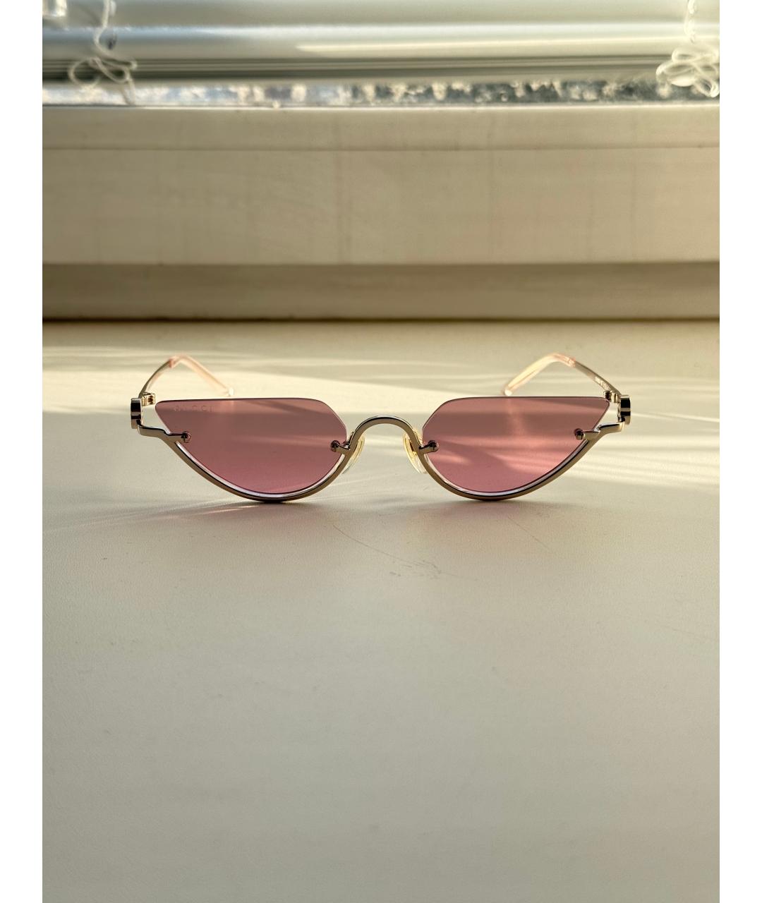 GUCCI Золотые металлические солнцезащитные очки, фото 5