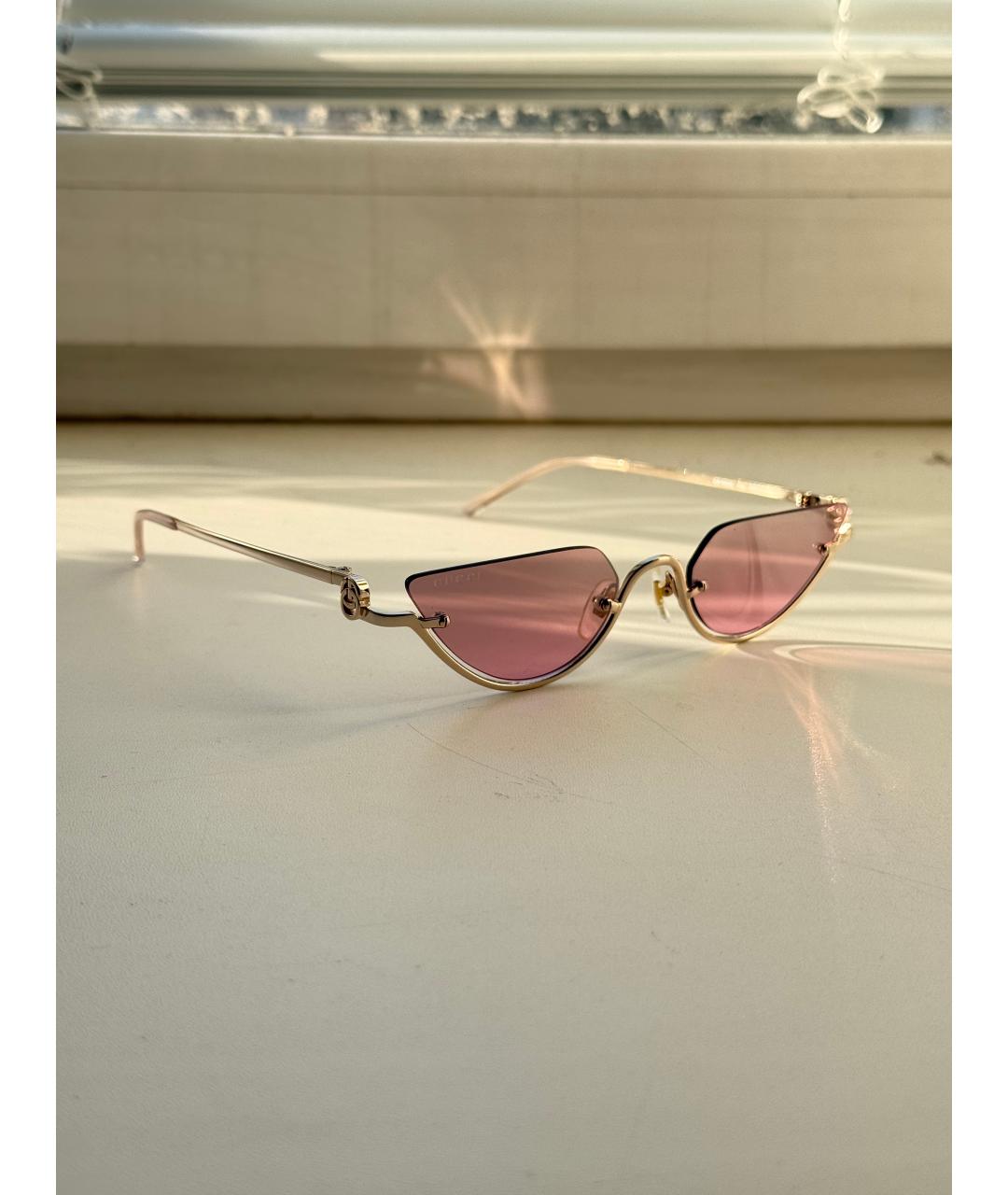 GUCCI Золотые металлические солнцезащитные очки, фото 2