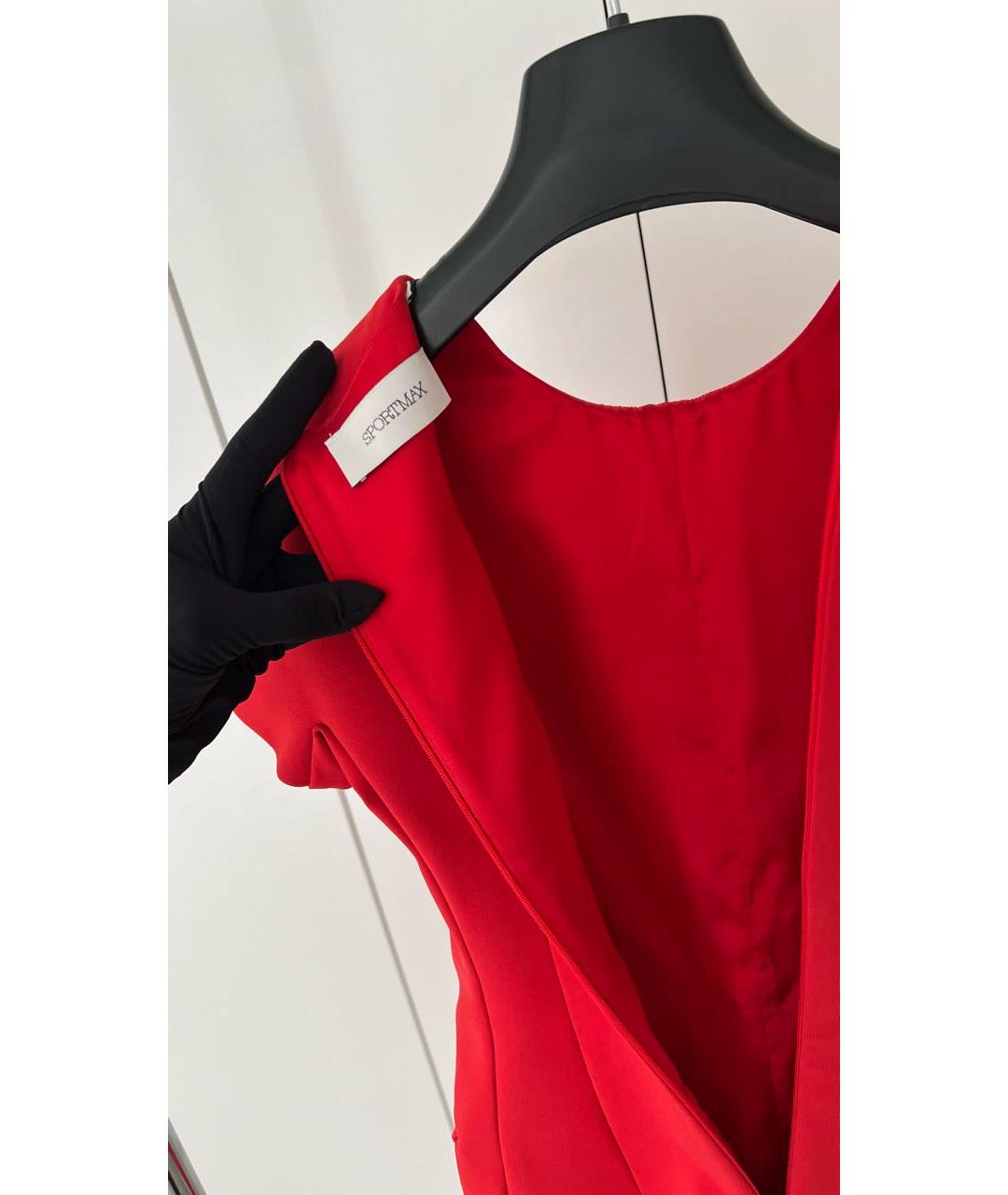 SPORTMAX Красное коктейльное платье, фото 5
