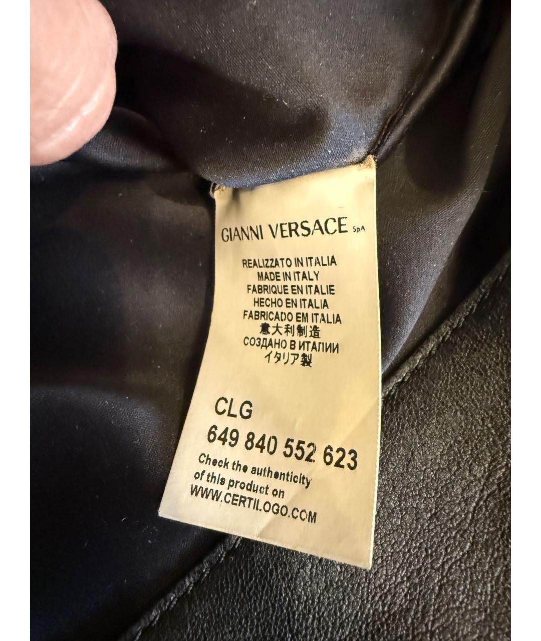 VERSACE Черная кожаная сумка с короткими ручками, фото 5