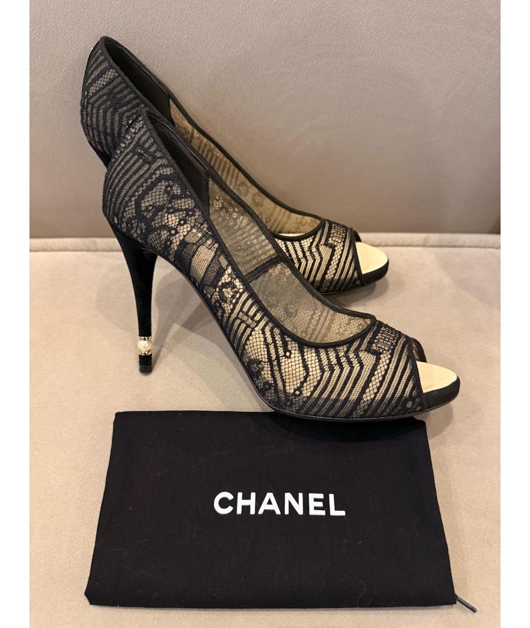 CHANEL Черные текстильные туфли, фото 6