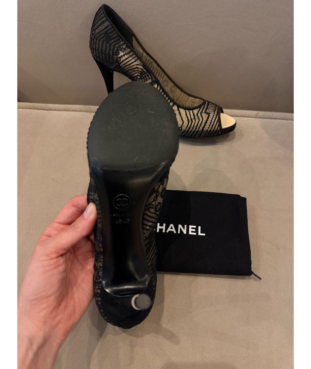 CHANEL Черные текстильные туфли, фото 3