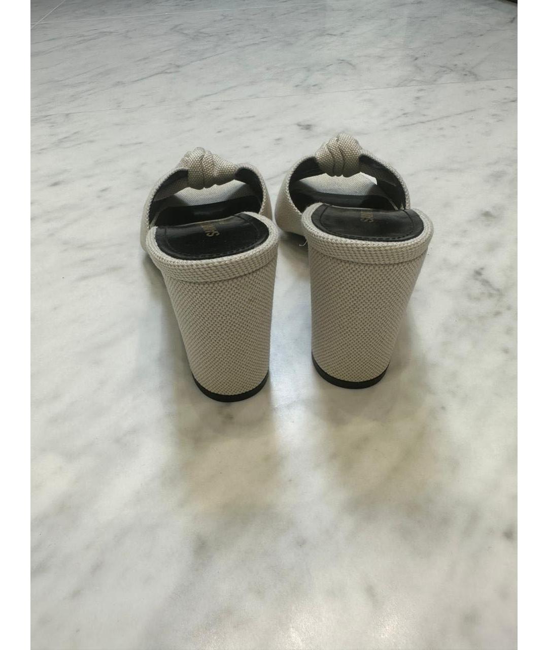 SAINT LAURENT Белые текстильные мюли, фото 4