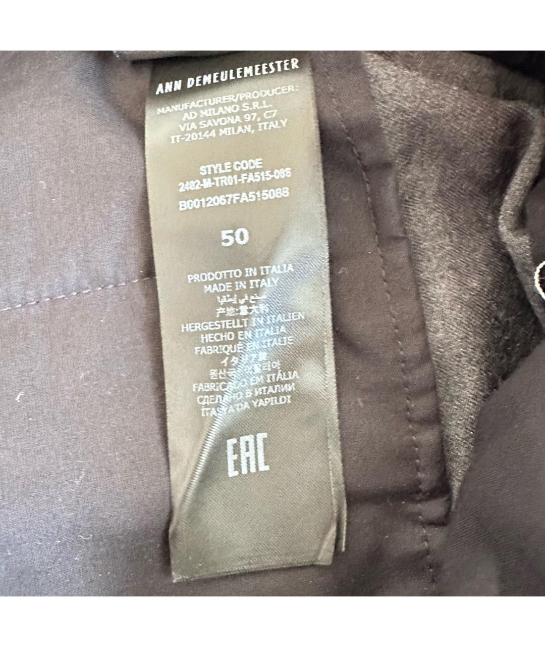 ANN DEMEULEMEESTER Серые шерстяные повседневные брюки, фото 8