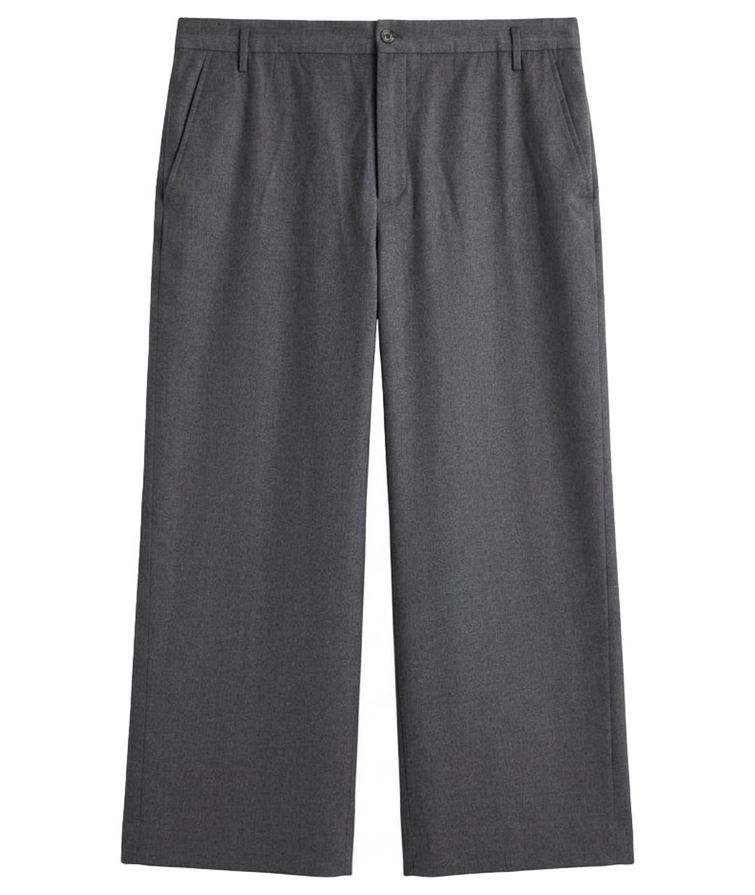 ANN DEMEULEMEESTER Серые шерстяные повседневные брюки, фото 1